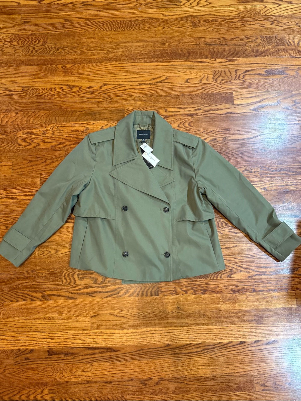 Banana Republic Olive Green Double Breasted Cropped Women’s L Trench Jacket Coat